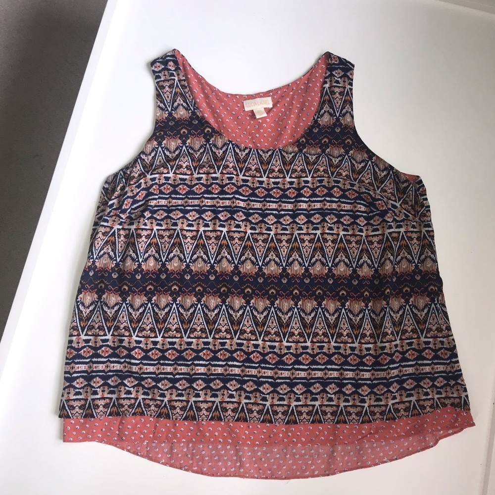 Lucy & Laurel 1X 14 16 southwest print sleeveless blouse dress work tank top